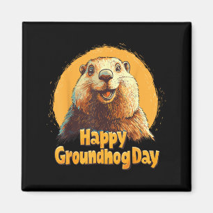 Imã Feliz Dia do Groundhog 2025 Decoração Divertida do