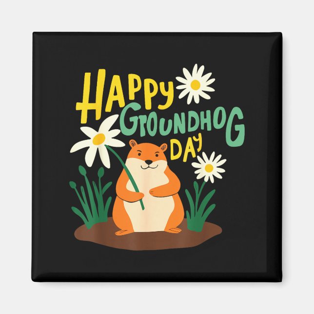 Imã Feliz Dia do Groundhog 2 de Fevereiro Previsão do  (Frente)