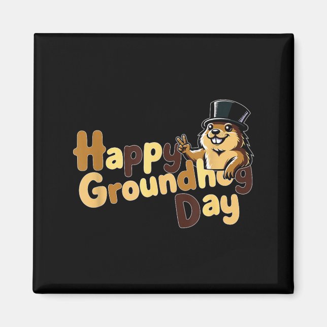 Imã Feliz Dia do Groundhog 2 de Fevereiro Previsão do  (Frente)