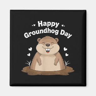 Imã Feliz Dia do Groundhog Engraçado Fofinho Animal L