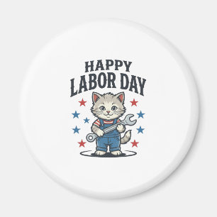 Imã Feliz Dia do Trabalhador Gato Patriota Desenho Vin