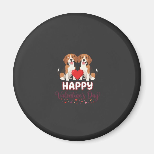 Imã Feliz Dia dos Namorados Casal Beagle (Frente)
