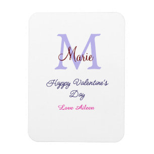 Ímã Feliz dia dos namorados monograma rosa pastel roxo