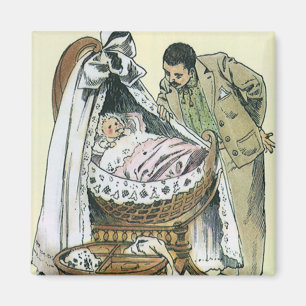 Imã Feliz Dia dos Pais Vintage, Berço de Bebê Vitorian