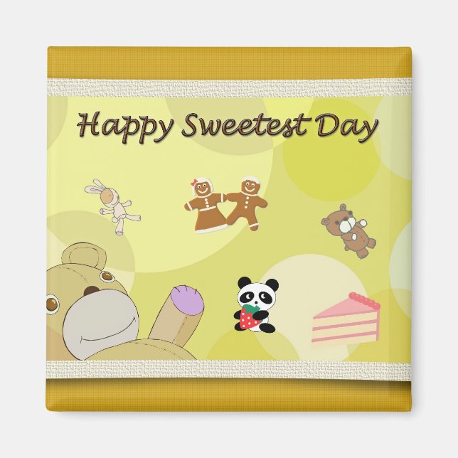 Imã Feliz Dia Mais Doce Ursos de Teddy (Frente)