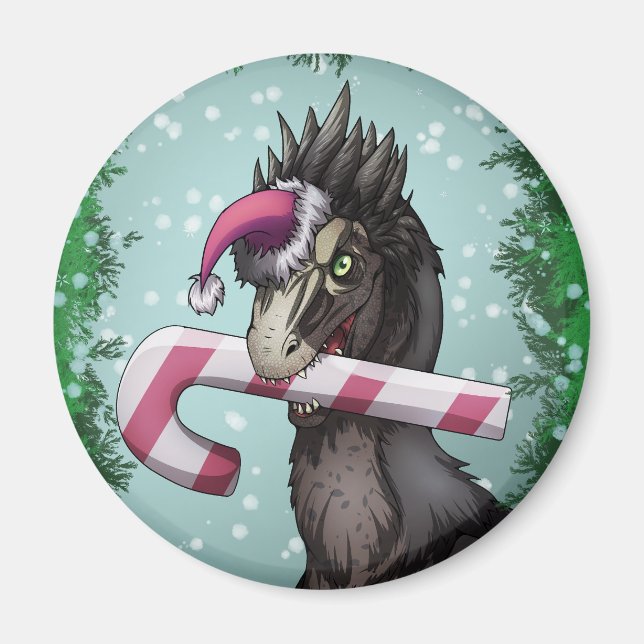 Imã Feliz Dinossauro de Natal (Frente)