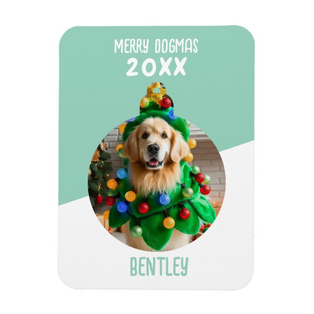 Ímã Feliz Dogmas Personalizado Cão Foto de Natal (Vertical)