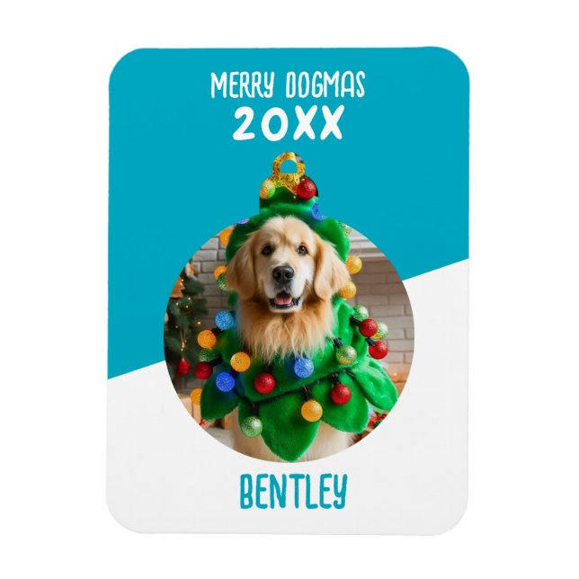 Ímã Feliz Dogmas Personalizado Cão Foto de Natal (Vertical)