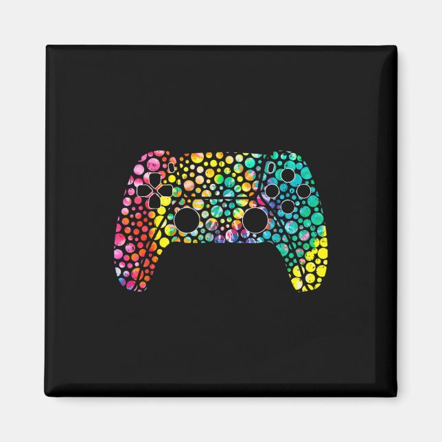 Imã Feliz Dot Day Gamers Boy Game Controller Colorir (Frente)