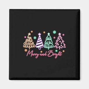 Imã Feliz E Árvore Brilhante Natal De Neon