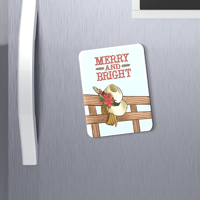 Ímã Feliz E Chapéu De Vaqueiro Brilhante Com O Natal D (Criador carregado)