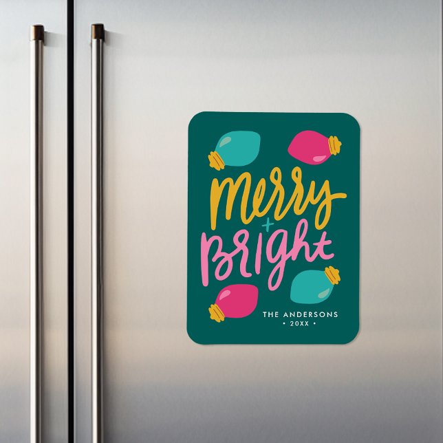 Ímã Feliz e Luzes de Natal Brilhantes Feriado Não Foto (Criador carregado)