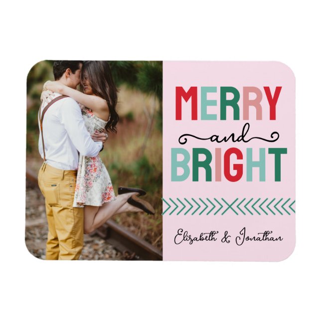 Ímã Feliz e Natal brilhante (Horizontal)