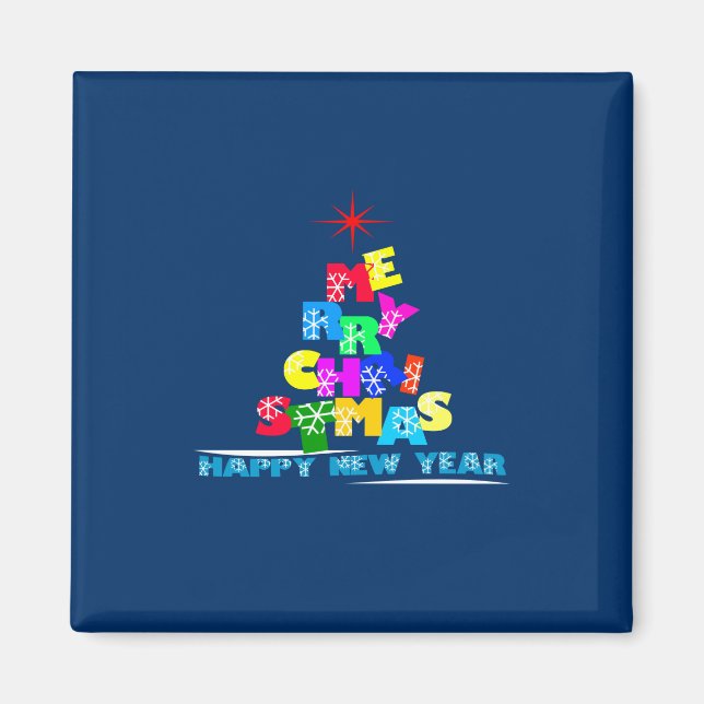 Imã Feliz Feliz ano novo de Natal (Frente)