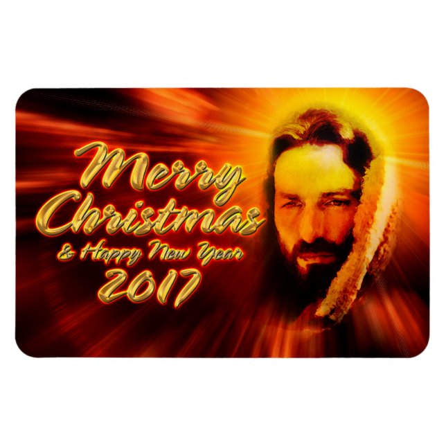 Ímã Feliz Feliz ano novo de Natal de 2017 Jesus Magnet (Horizontal)