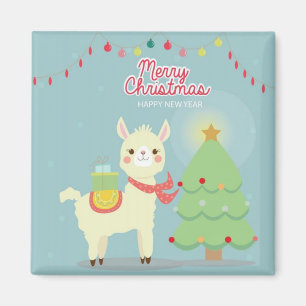 Imã Feliz Feliz ano novo de Natal Llama