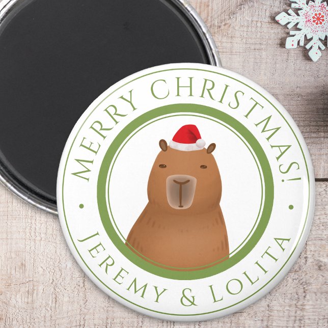 Imã Feliz Feliz Capybara Papai noel Natal (A capybara Claus magnet to make your holidays Merry and Bright! )