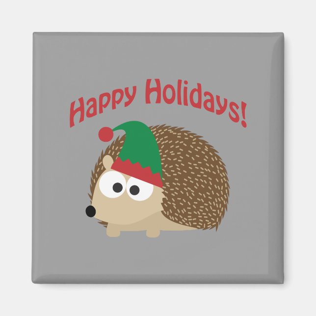 Imã Feliz Feriados! Hedgehog Elf (Frente)