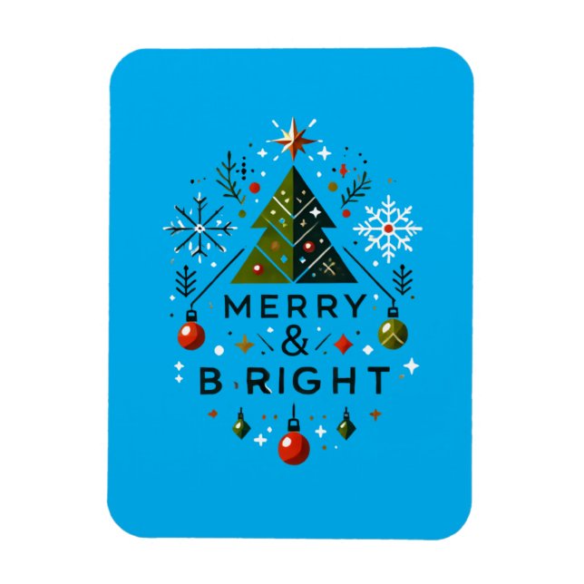 Ímã Feliz festiva e Design de árvore de Natal brilhant (Vertical)
