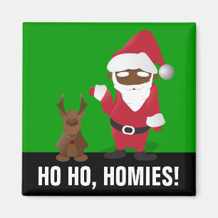 Imã Feliz Ficar em casa de Natal: Papais noeis Pretos