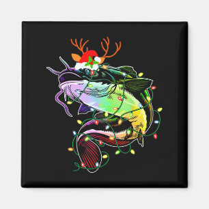 Imã Feliz Fishmas Papai Noel Amantes de Pesca Fun Humo