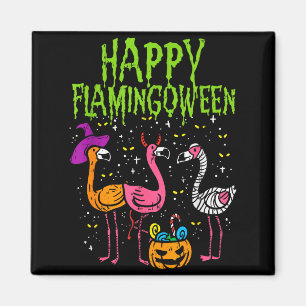 Imã Feliz Flamingoween Y Flamingos Diversão no Hallowe