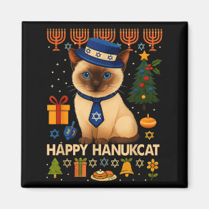 Imã Feliz Gato de Hanuka Suéter Feio Gato Chanukah Jud