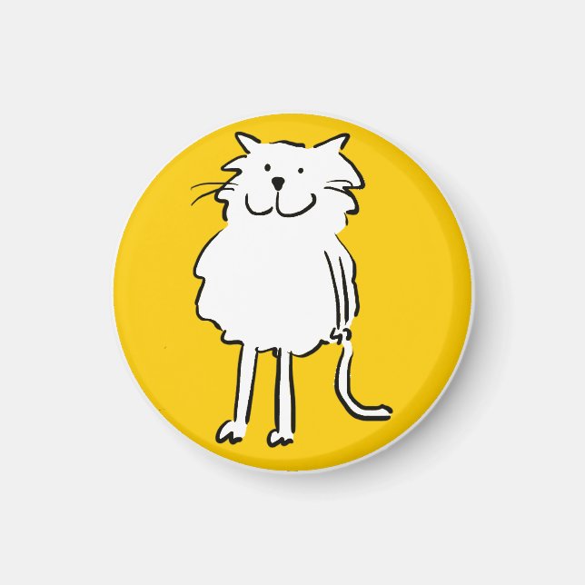 Imã Feliz Gato Sorriso como uma Ilustração de Cartoon  (Frente)