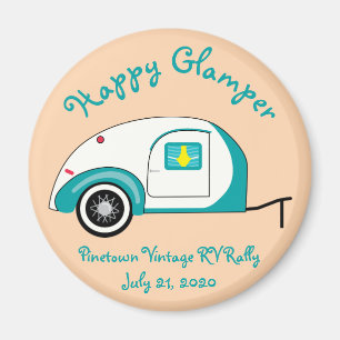 Imã Feliz Glamper Aquamarine Teardrop Trailer