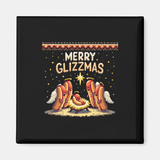 Imã Feliz Glizzmas Hot Dog Humor Funny Comida Lovers C (Frente)