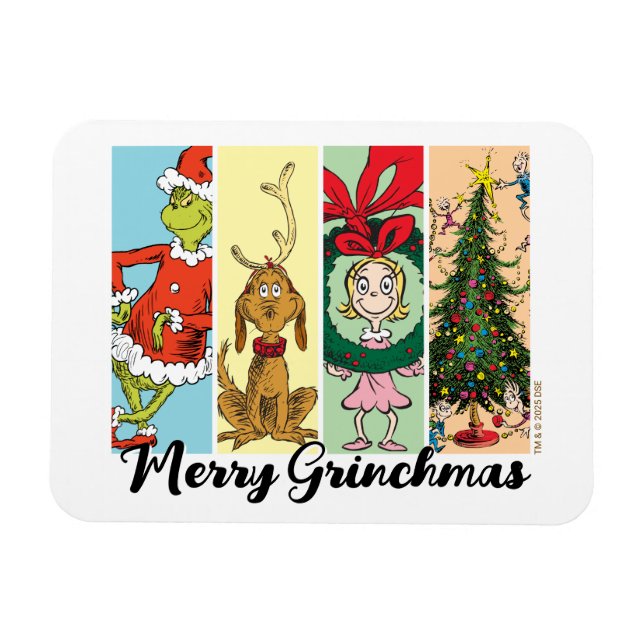 Ímã Feliz Grinchmas Colagem de Férias (Horizontal)