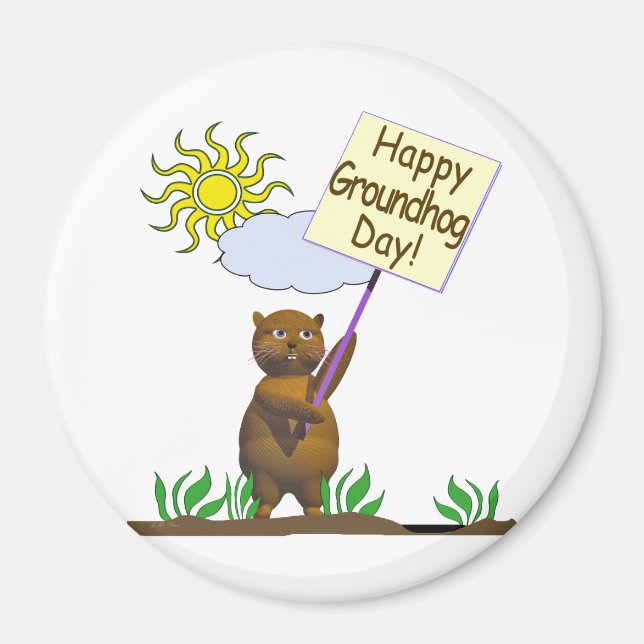Imã Feliz Groundhog Day Groundhog (Frente)