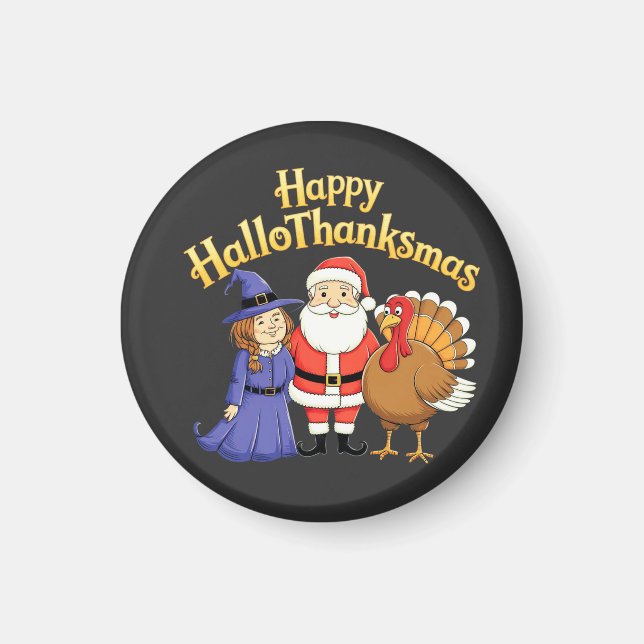 Imã Feliz HalloThanksmas Amantes Design - Hallow perfe (Frente)