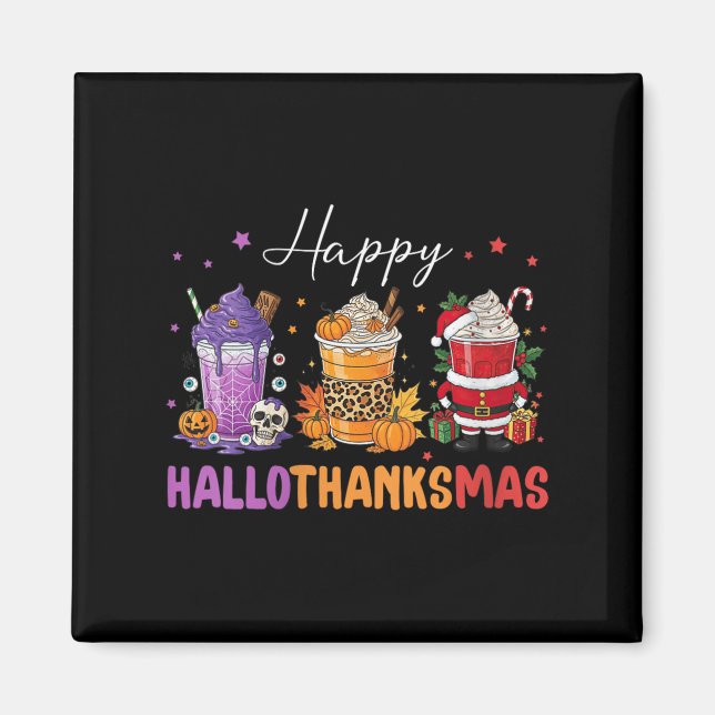 Imã Feliz Hallothanksmas de Halloween e Ação de Graças (Frente)