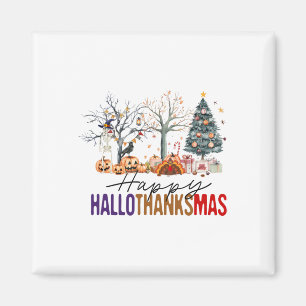 Imã Feliz Hallothanksmas Feliz Halloween Dia de Ação d