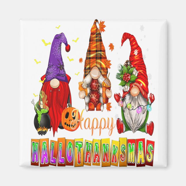 Imã Feliz Hallothanksmas Gnomos Obrigados do Dia das B (Frente)