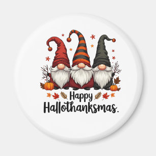 Imã Feliz Hallothanksmas Halloween Xmas Gnomos