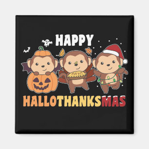 Imã Feliz Hallothanksmas Macacos Macacos de Natal Magn