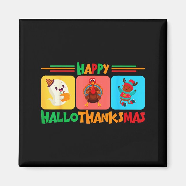 Imã Feliz Hallothanksmas Natal E Dia De Ação De Graças (Frente)