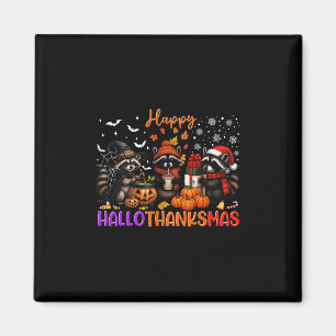 Imã Feliz Hallothanksmas Racoon Dia das Bruxas Ação de