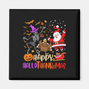 Imã Feliz Hallothanksmas Skeleton Pumpkin Papais noeis