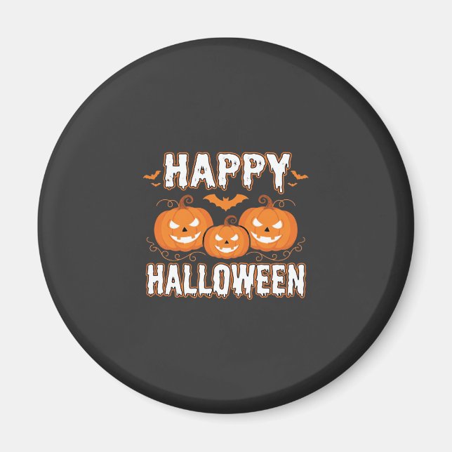Imã Feliz Halloween Abóbora Morcego Vetor (Frente)