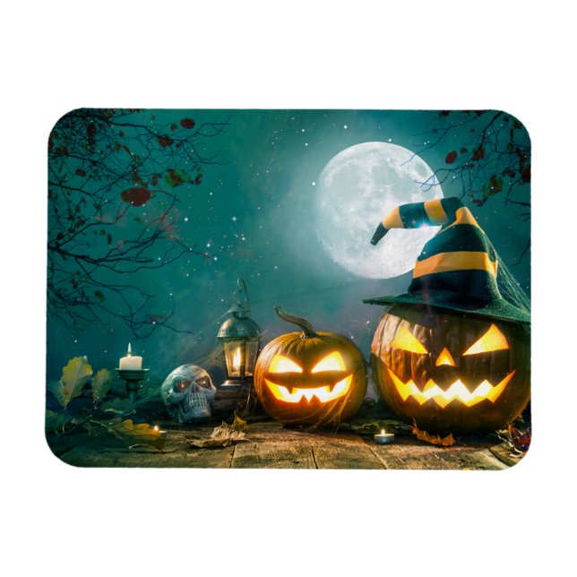 Ímã Feliz Halloween Art Engraçado Jack O Lanterna Hall (Horizontal)