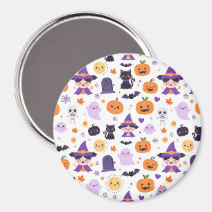Imã Feliz Halloween Bruxas Fantasmas Gatos Morcegos Ab