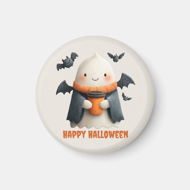 Imã Feliz Halloween - Cute Ghost Design (Frente)