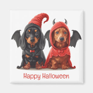 Imã Feliz Halloween Dachshund Dogs Devil Bat