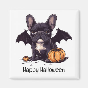 Imã Feliz Halloween Francês Buldogue Wings Pumpkins