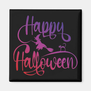 Imã Feliz Halloween gradient voando feiticeiro