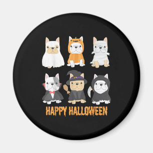 Imã Feliz Halloween Pug Dogs Cute Bulldog Francês