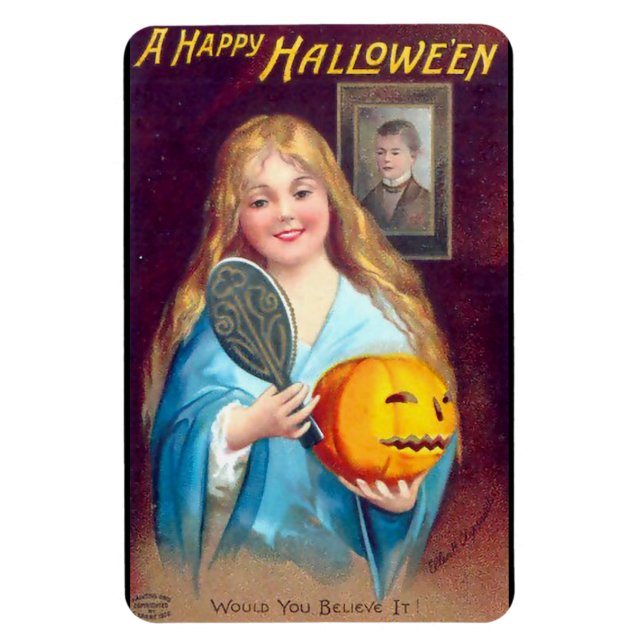 Ímã Feliz Halloween Rapariga Esmagando Vintagem De Cab (Vertical)